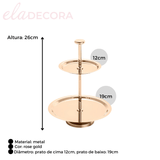 Prato Duplo Para Doces Elegance Rose Gold - 12,5 x 19 cm - Ela Decora