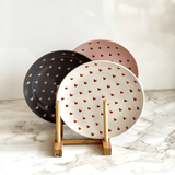 Prato em Cerâmica Coração Rosa 20,5cm - Ela Decora