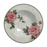 Prato Fundo Peônia Cerâmica - 24,5 cm - Ela Decora