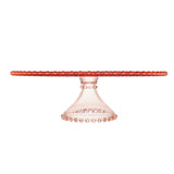 Prato para Bolo Boleira Cristal de Chumbo com Pé Pearl Rosa 31cm - Ela Decora