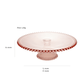 Prato para Bolo Boleira Cristal de Chumbo com Pé Pearl Rosa 31cm - Ela Decora