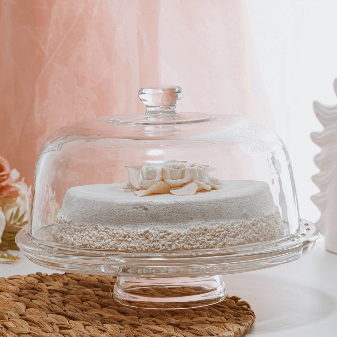 Prato para Bolo Boleira de Cristal Cronos Transparente 30,5cm x 21cm - Ela Decora