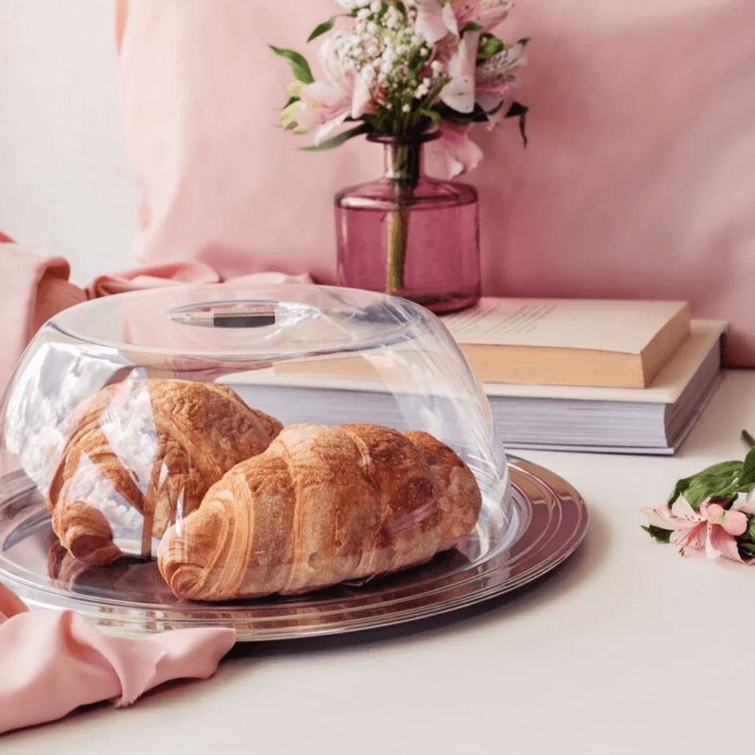 Prato para Bolo Boleira em Aço Inox com Tampa 39,5cm Tramontina - Ela Decora