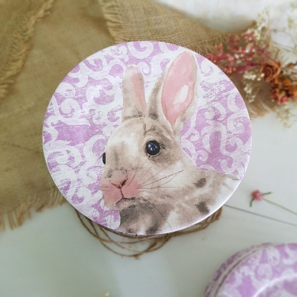 Prato para Doce Sweet Easter Pascoa Branco e Roxo 20cm - Ela Decora