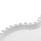 Prato Porcelana Coração Beads Bolinha Branco - 25 cm - Ela Decora