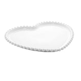 Prato Porcelana Coração Beads Bolinha Branco - 25 cm - Ela Decora