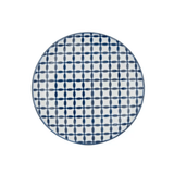 Prato Porcelana Geométrico Azul e Branco - 19,5 cm - Ela Decora