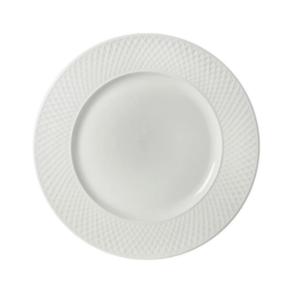 Prato Raso Branco Borda Escamada Luxo - 28,5cm - Ela Decora