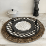 Prato Raso Cerâmica Churrasco Barbecue Preto e Branco - 28,5 cm - Ela Decora