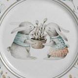 Prato Raso Cerâmica Feldspática Coelho Páscoa Branco 28,5 cm - Ela Decora