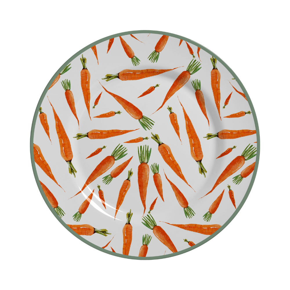Prato Raso Cerâmica Feldspática Páscoa Estampa Cenouras 28,5 cm - Ela Decora
