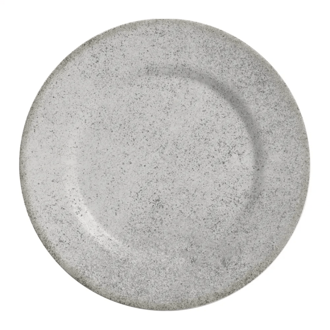 Prato Raso de Cerâmica Concrete Acetinado Cinza 29cm - Ela Decora