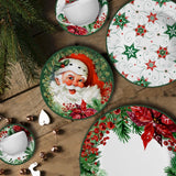 Prato Raso de Natal Estampa Verde e Vermelho - 28,5cm - Ela Decora