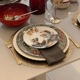 Prato Raso de Natal Estampa Verde e Vermelho - 28,5cm - Ela Decora