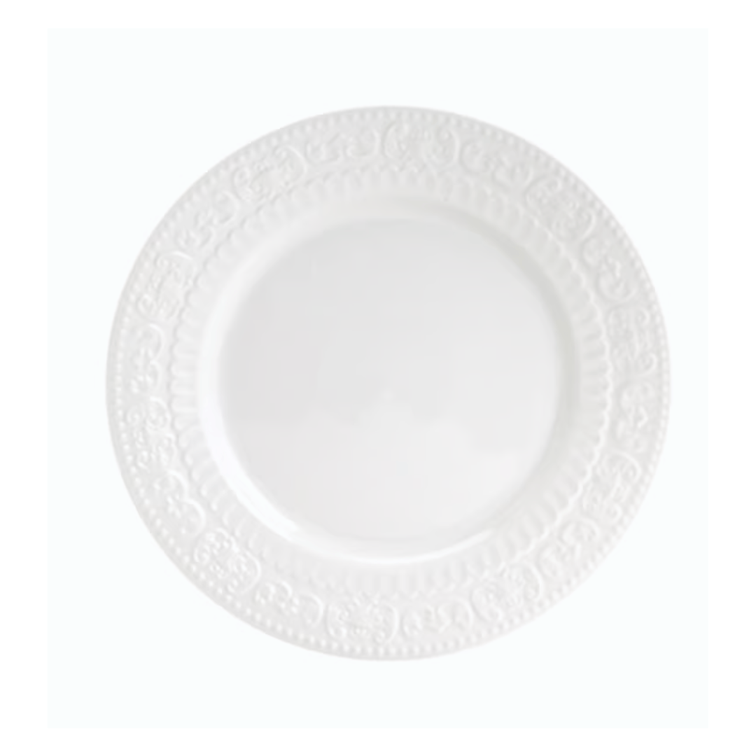 Prato Raso De Porcelana New Bone Angel Branco 26cm - Ela Decora