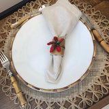 Prato Raso em Bambu Branco 27cm - Ela Decora