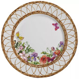 Prato Raso Flores Rattan 28,5cm - Ela Decora