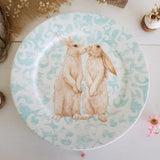 Prato Raso Páscoa Coelho Sweet Easter Branco e Verde - Ela Decora