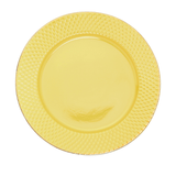 Prato Raso Porcelana Drops Amarelo com Detalhe Metalizado - 27 cm - Ela Decora