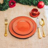 Prato Raso Porcelana Drops Laranja com Detalhe Metalizado - 27 cm - Ela Decora