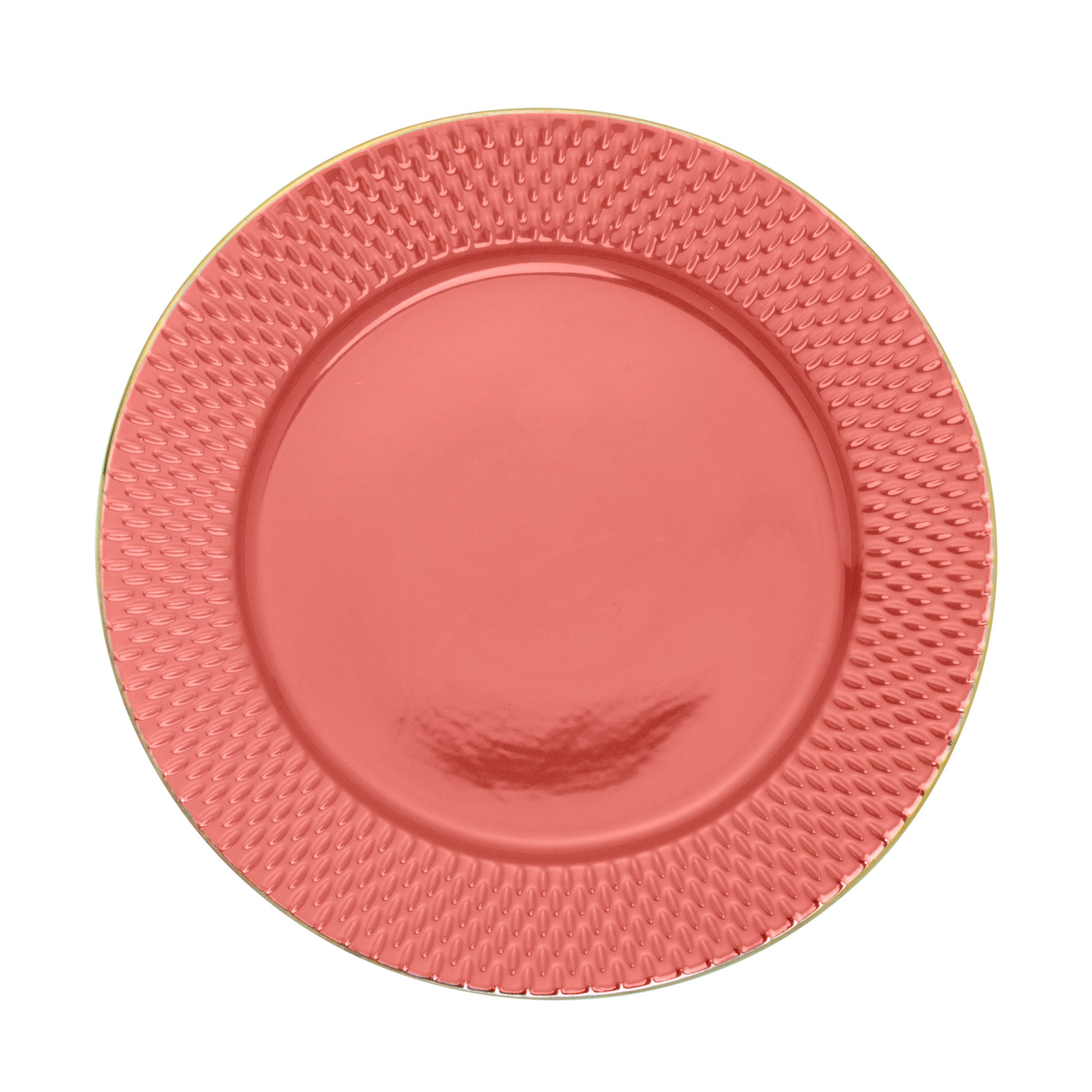 Prato Raso Porcelana Drops Laranja com Detalhe Metalizado - 27 cm - Ela Decora