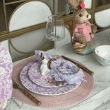 Prato Raso Sweet Easter Páscoa Coelho Branco e Roxo 27cm - Ela Decora