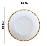 Prato Sobremesa Bambu Branco 20cm - Ela Decora