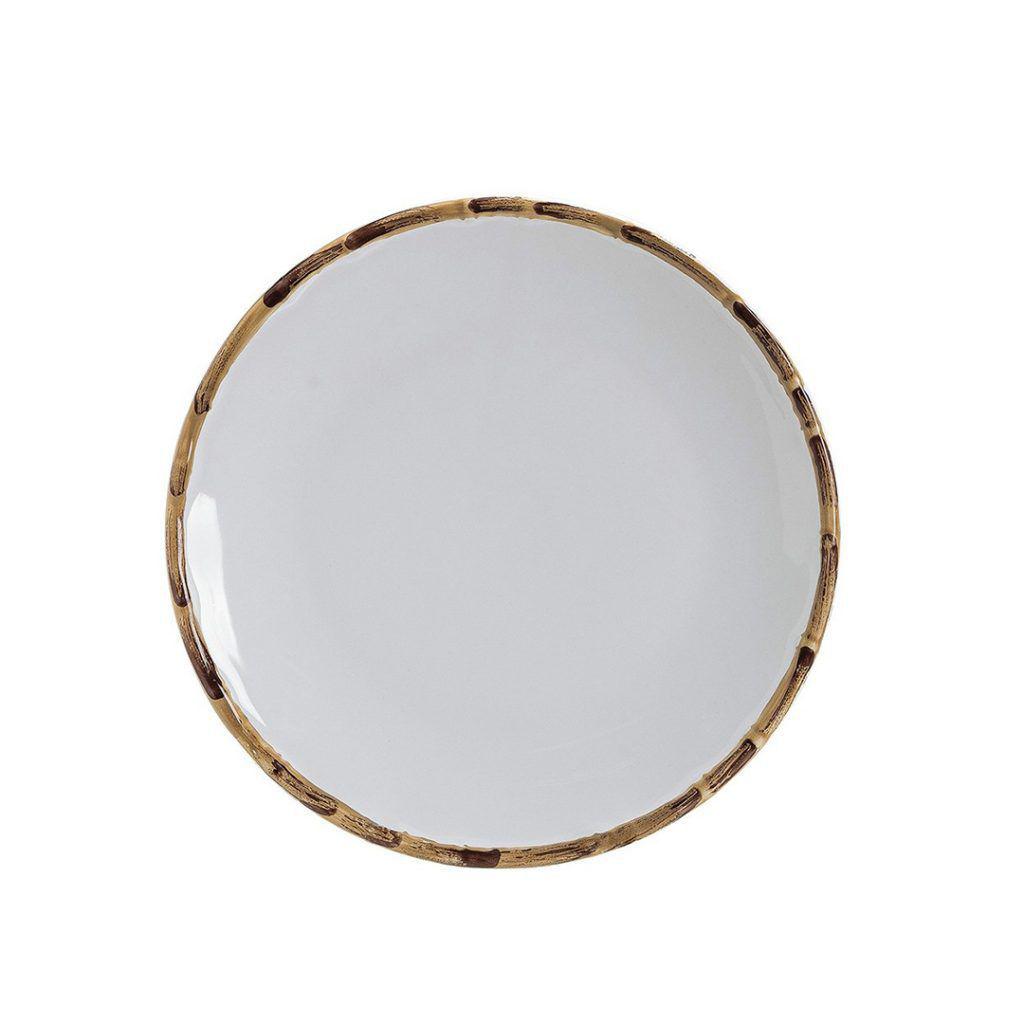 Prato Sobremesa Bambu Branco 20cm - Ela Decora