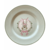Prato Sobremesa Cerâmica Feldspática Páscoa Bunny Decor Verde - 19,5 cm - Ela Decora