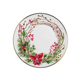Prato Sobremesa Guirlanda Natal Filete Ouro 19,5cm - Ela Decora