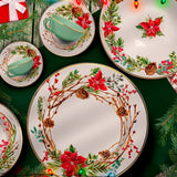 Prato Sobremesa Guirlanda Natal Filete Ouro 19,5cm - Ela Decora