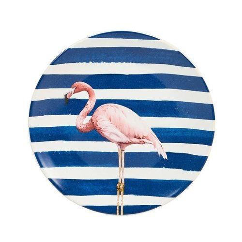 Prato Sobremesa Key West Azul e Branco 20cm - Ela Decora