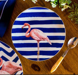 Prato Sobremesa Key West Azul e Branco 20cm - Ela Decora