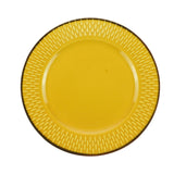 Prato Sobremesa Porcelana Amarelo Drops Detalhe Metalizado 20cm - Ela Decora