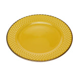 Prato Sobremesa Porcelana Amarelo Drops Detalhe Metalizado 20cm - Ela Decora