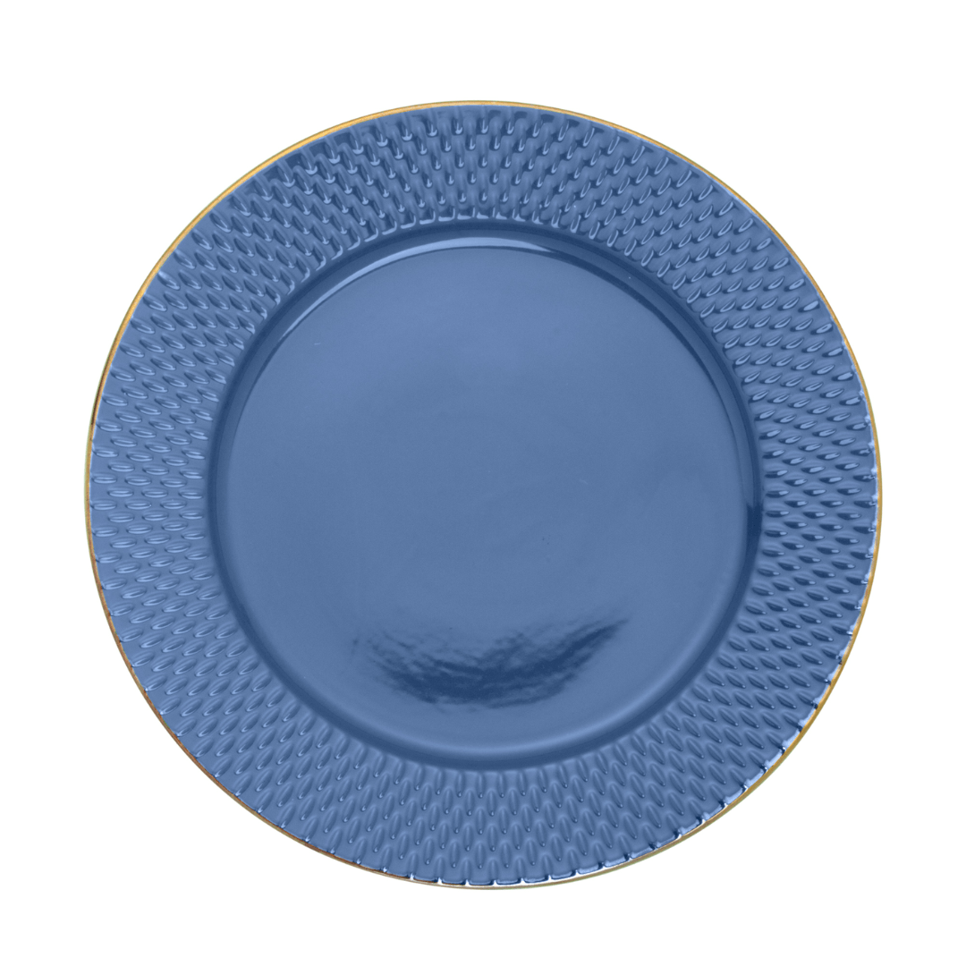 Prato Sobremesa Porcelana Drops Azul 20cm - Ela Decora