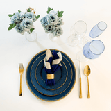 Prato Sobremesa Porcelana Drops Azul 20cm - Ela Decora