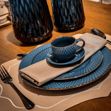 Prato Sobremesa Porcelana Drops Azul 20cm - Ela Decora