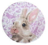 Prato Sobremesa Sweet Easter Pascoa Branco e Roxo - Ela Decora