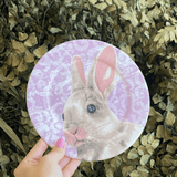 Prato Sobremesa Sweet Easter Pascoa Branco e Roxo - Ela Decora