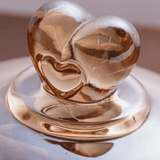 Queijeira com Tampa de Cristal Coração Âmbar Metalizado 19,5cm - Ela Decora