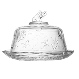 Queijeira com Tampa em Cristal Ecológico New Butterfly 19,5cm - Ela Decora