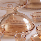 Queijeira Cristal Pearl Bolinha Âmbar - 20 cm - Ela Decora