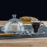 Queijeira De Cristal De Chumbo Com Tampa Renaissance - 20 cm - Ela Decora