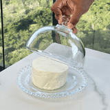 Queijeira de Cristal de Chumbo Tampa Coração 19,5 cm - Ela Decora