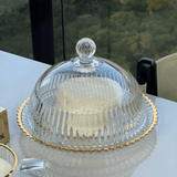 Queijeira Imperatriz em Cristal Fio de Ouro 20cm - Ela Decora