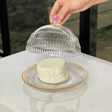 Queijeira Imperatriz em Cristal Fio de Ouro 20cm - Ela Decora