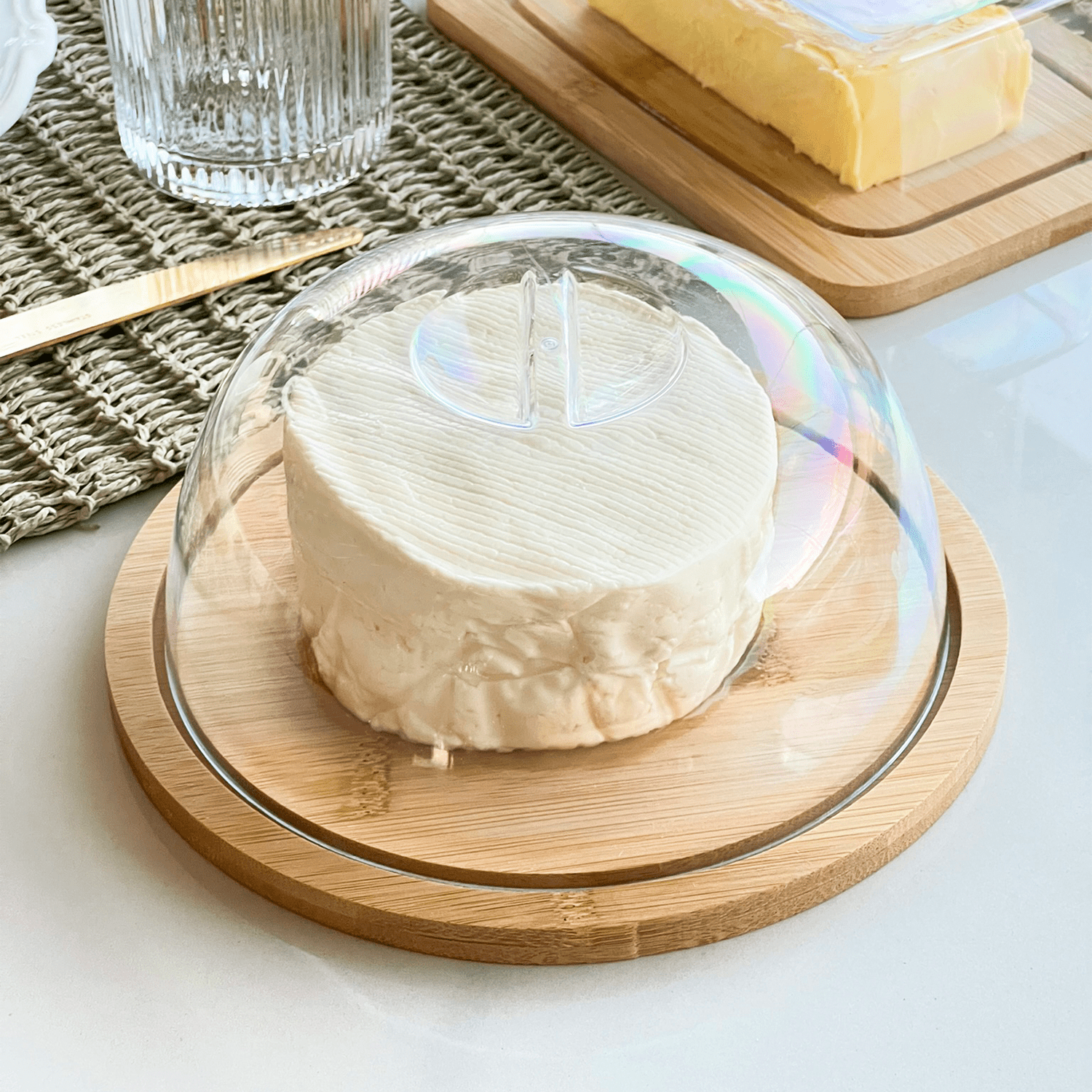 Queijeira Porta Queijo de Bambu com Tampa 20,5cm - Ela Decora