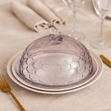 queijeira abelha de vidro rosa