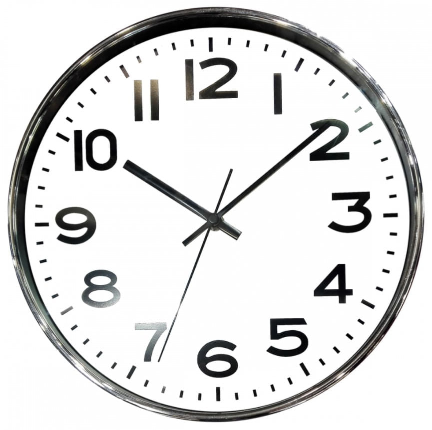 Relógio de Parede Branco e Cromado 30cm - Ela Decora